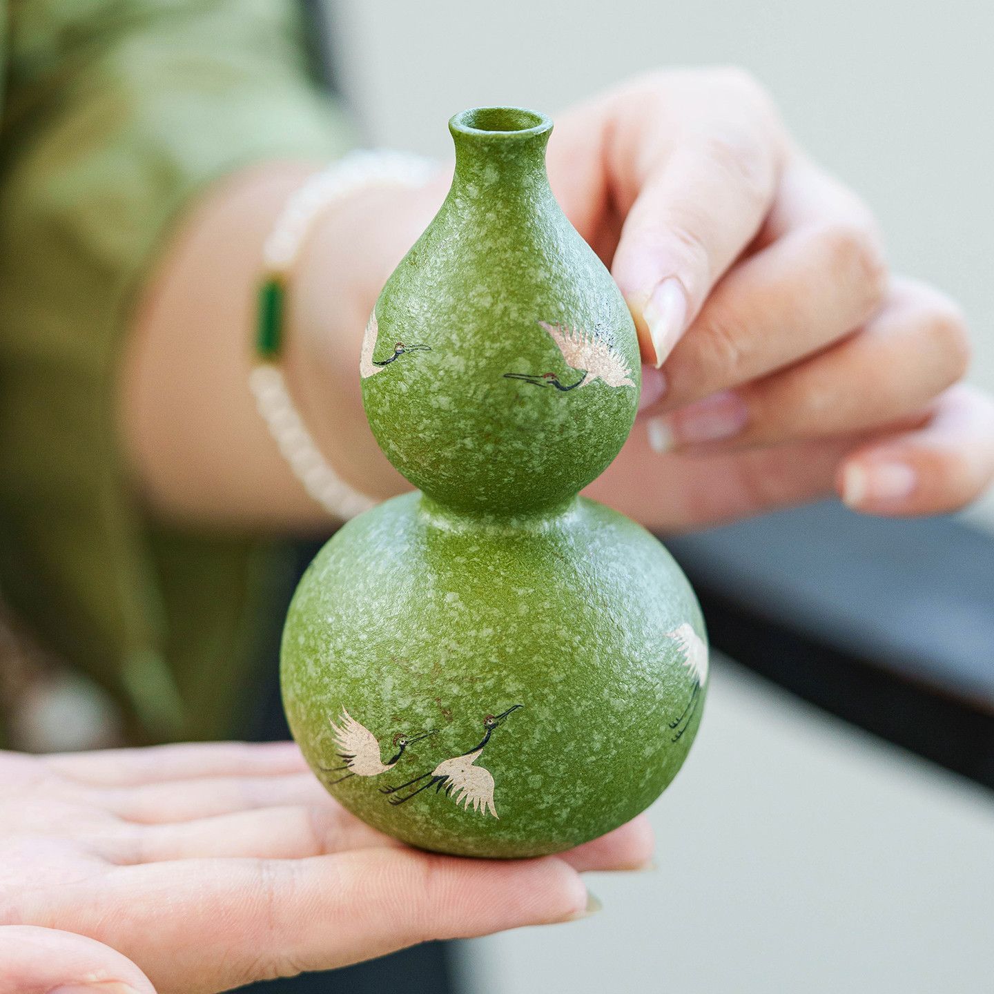 新品未使用 小青柑 舞空陶器フラスコ花瓶 茶台用精品 置物可能 茶台