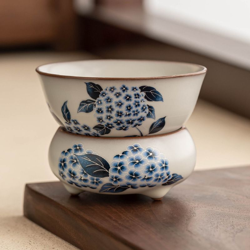 新品未使用 汝窯 茶漏 陶磁器 茶碗 ラード白 汝青 玉 花 茶漏 お茶入れ