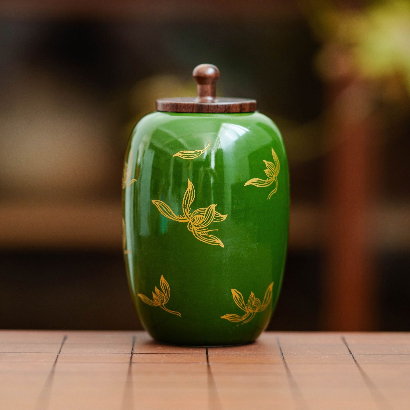 新品未使用 秋水 花 茶筒 精品 高級 陶磁器 茶葉 保存缶 空缶 防湿