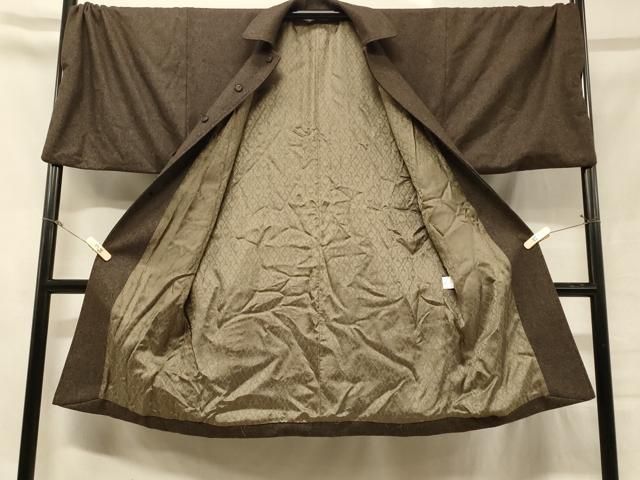 平和屋着物∞男性 和装コート 角袖 霞文 ロング丈 交織 CABC5027in