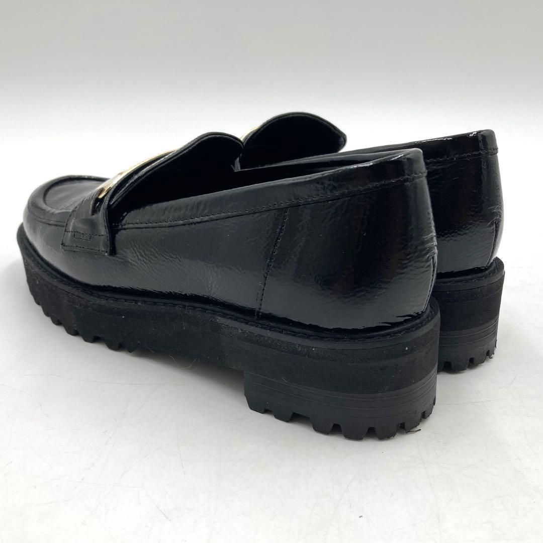 ダイアナ ローファー 22cm エナメル 黒 ゴールド金具 レディース 厚底