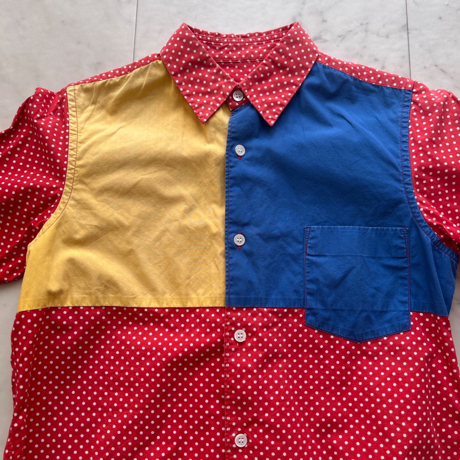 Comme des Garçons コムデギャルソン ドット柄 パッチワークシャツ XS