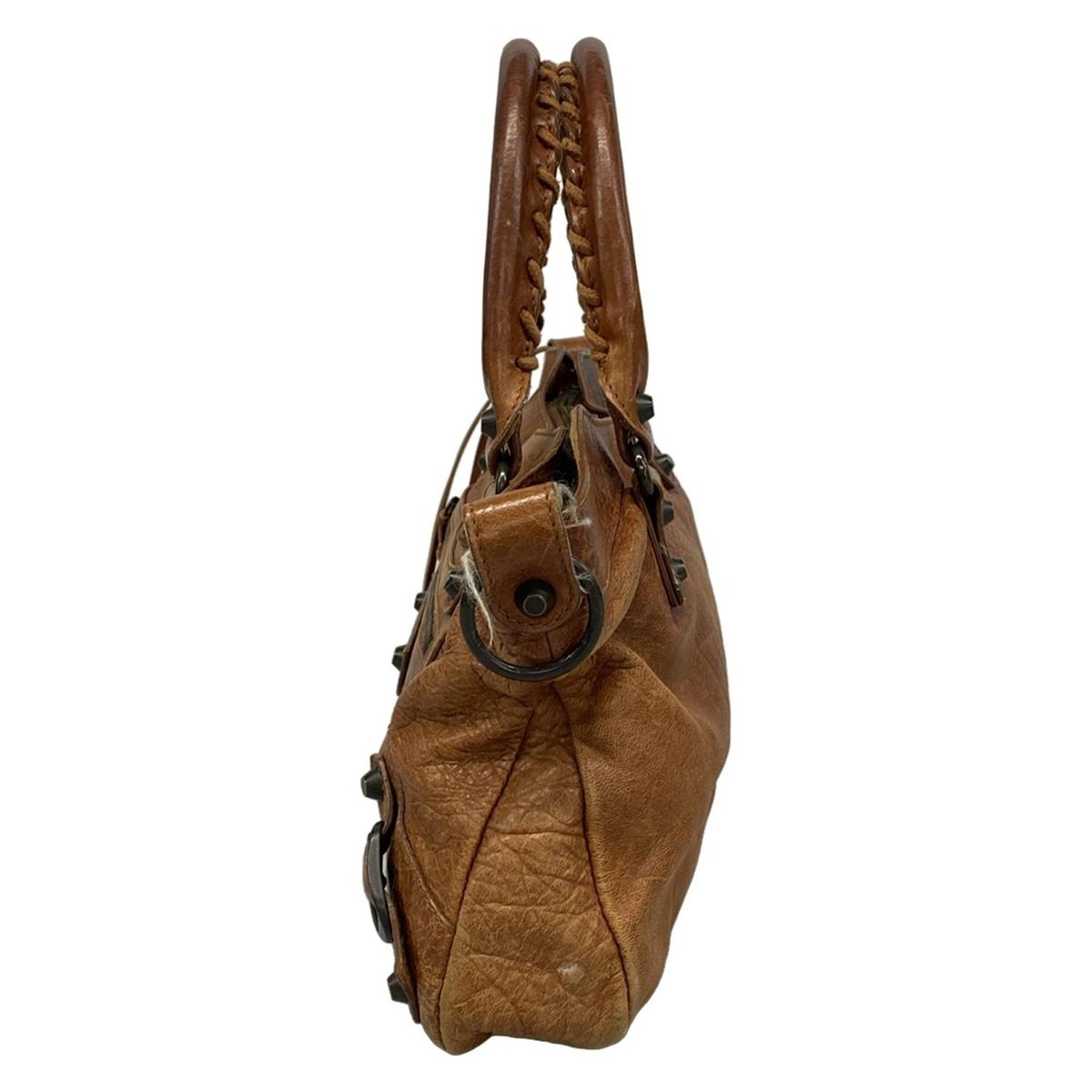 【mx品】BALENCIAGA ブラウンレザー ハンドバッグ BALENCIAGA バレンシアガ メタルフレーム トート フレームバッグ