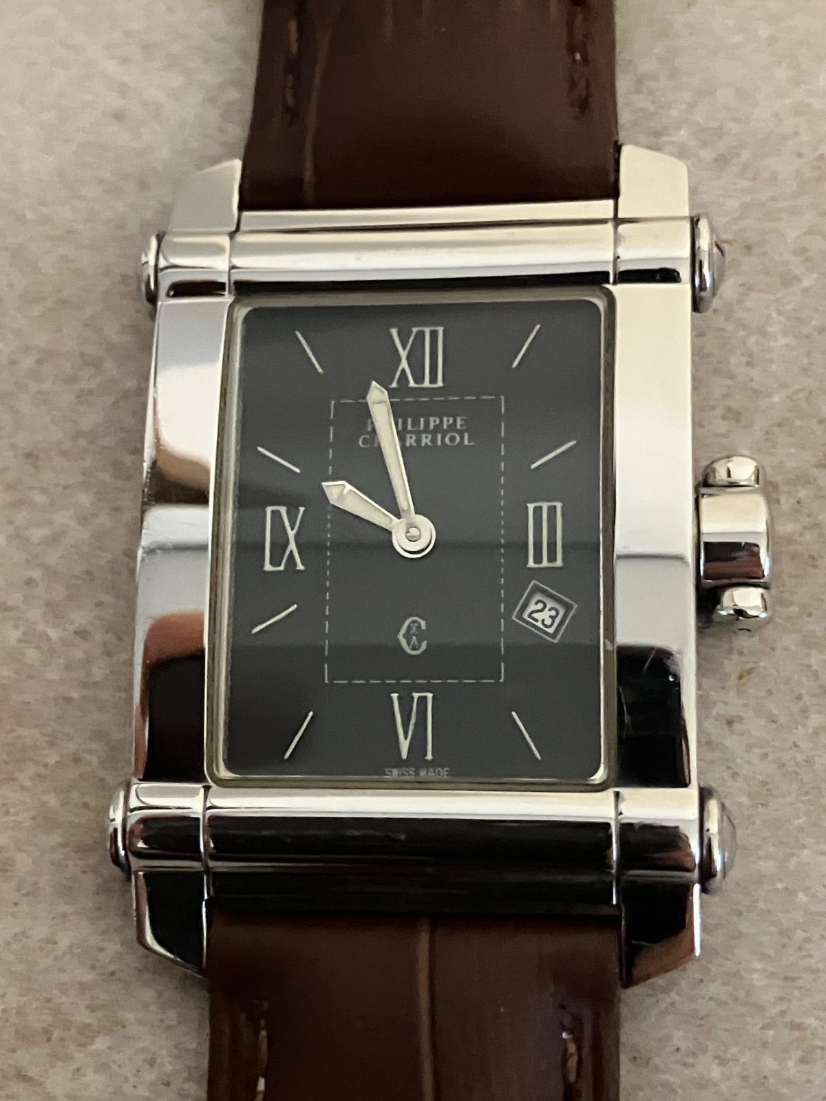 稼働☆ PHILIPPE CHARRIOL QZ腕時計 電池、革ベルト新品 - メルカリ