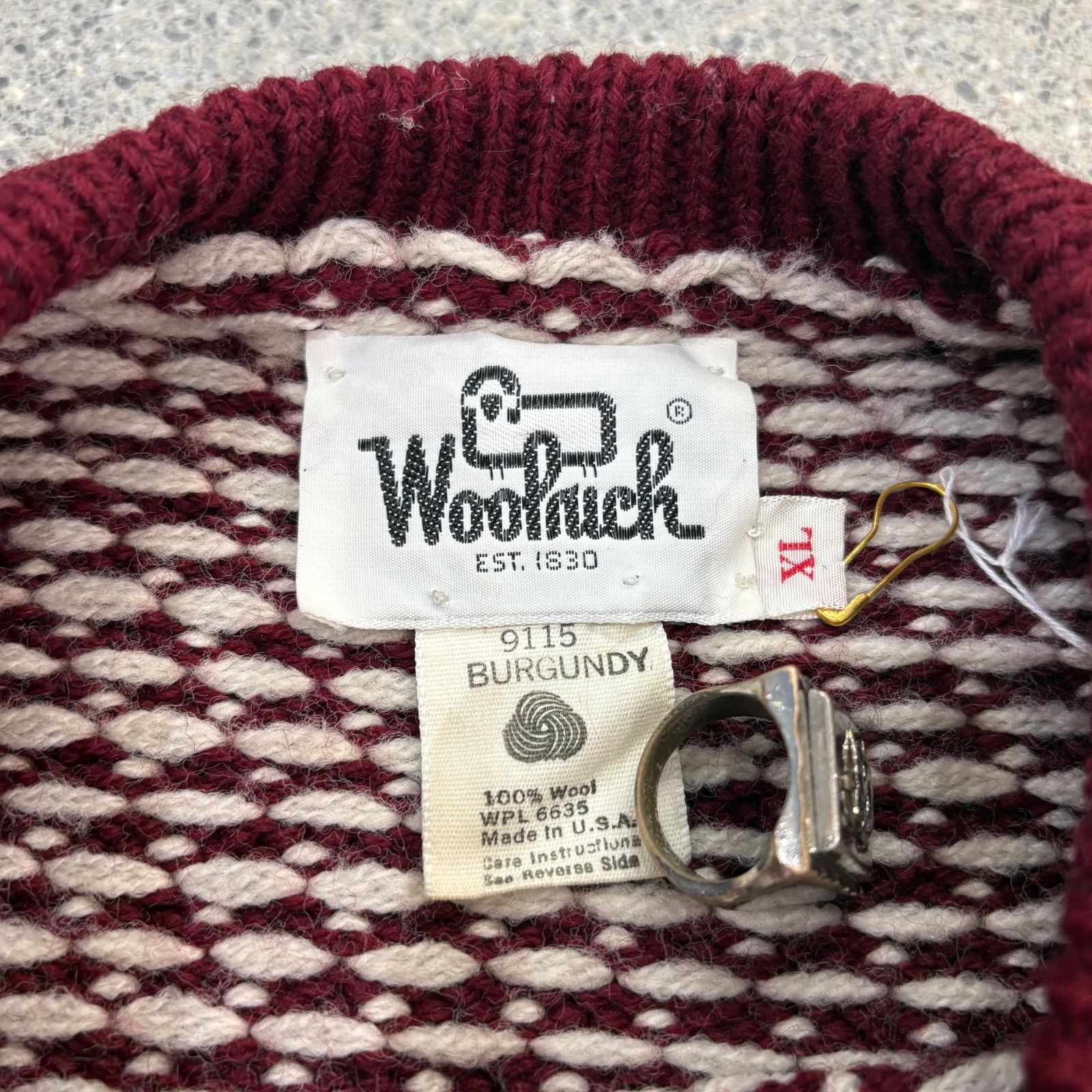 WOOLRICH】80s Bird's Eye Sweater XL 