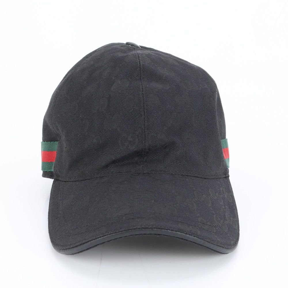 極美品 グッチ GGキャンバス シェリー ライン ベースボール キャップ