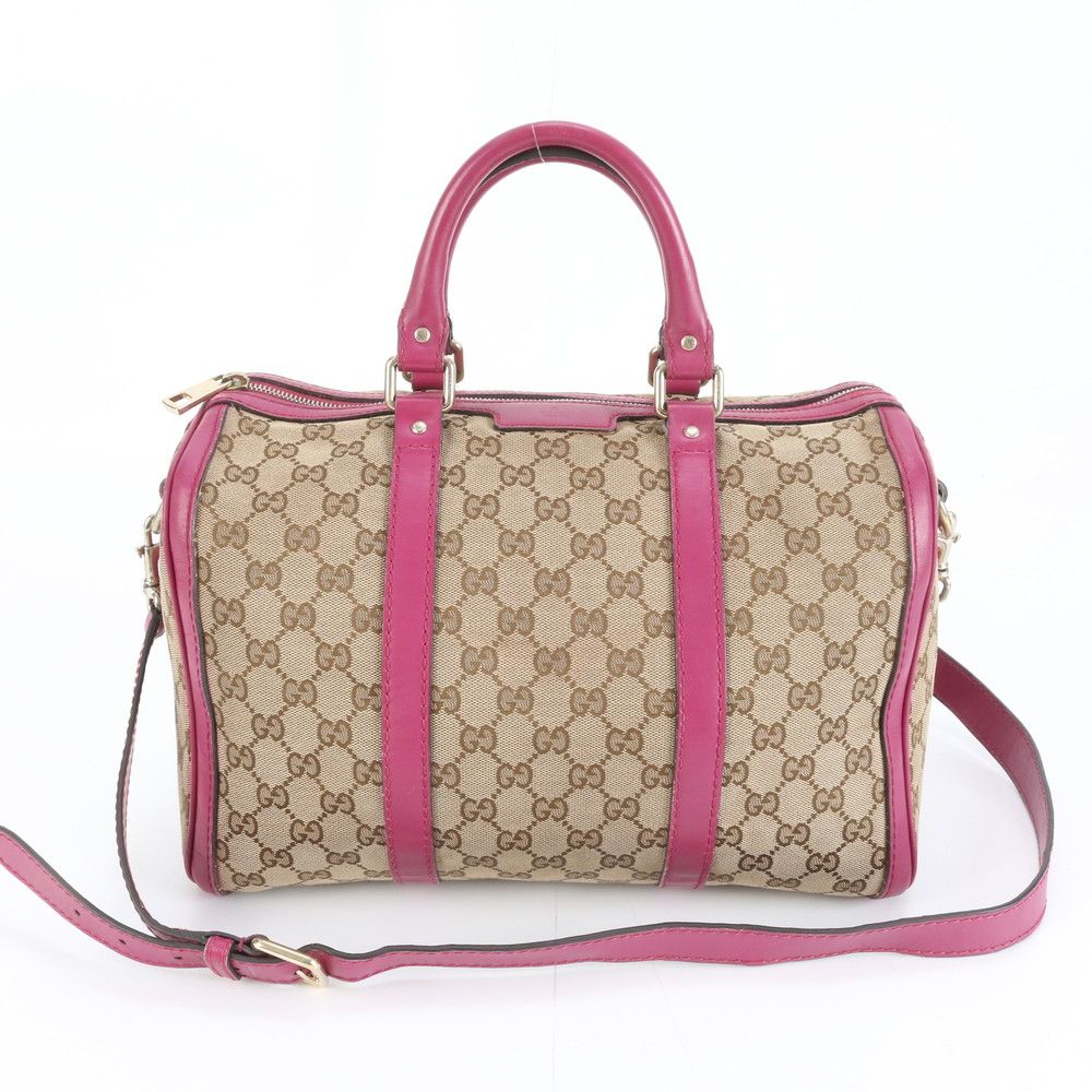 美品 グッチ GGキャンバス ミニ ボストン 247205 レザー 2WAY