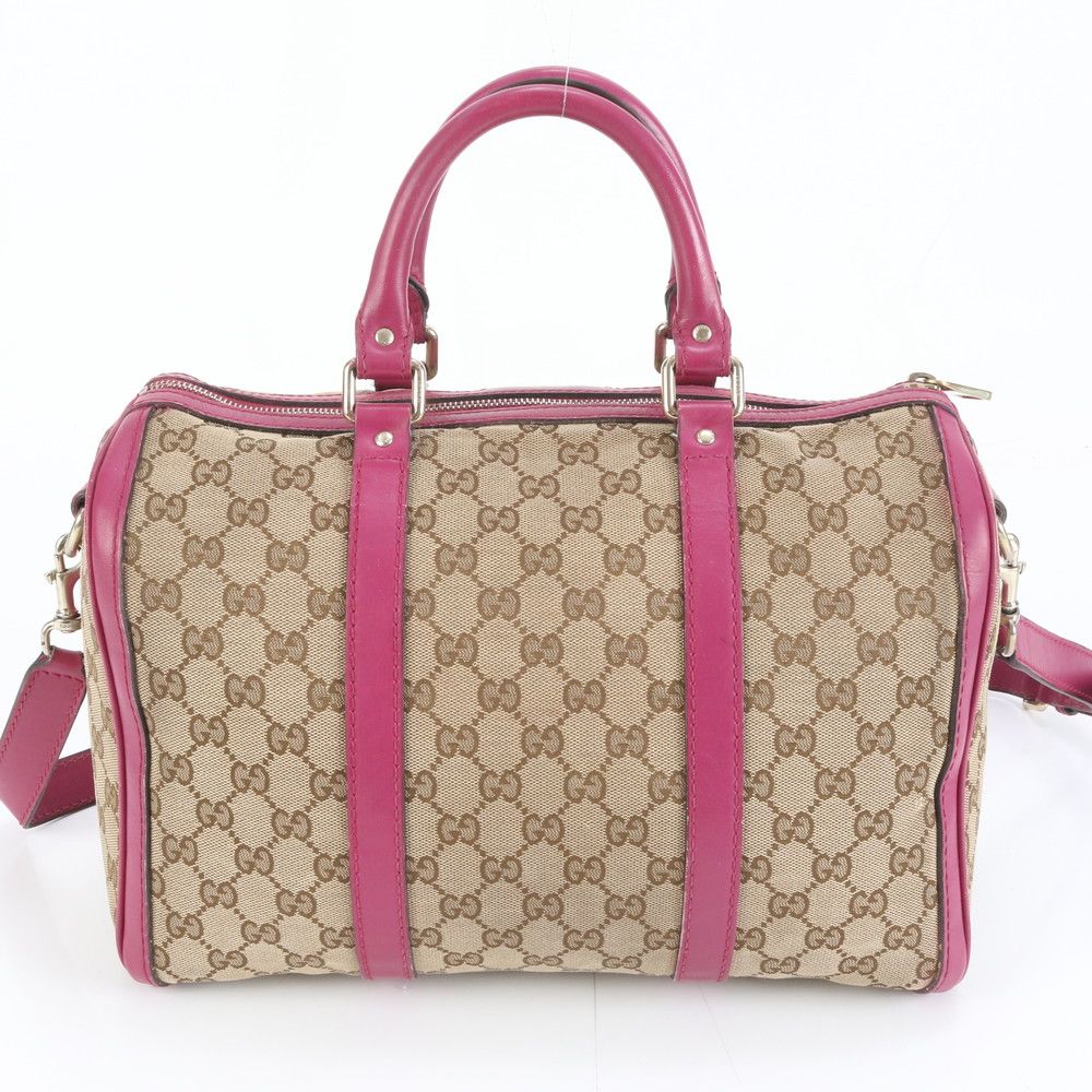 美品 グッチ GGキャンバス ミニ ボストン 247205 レザー 2WAY