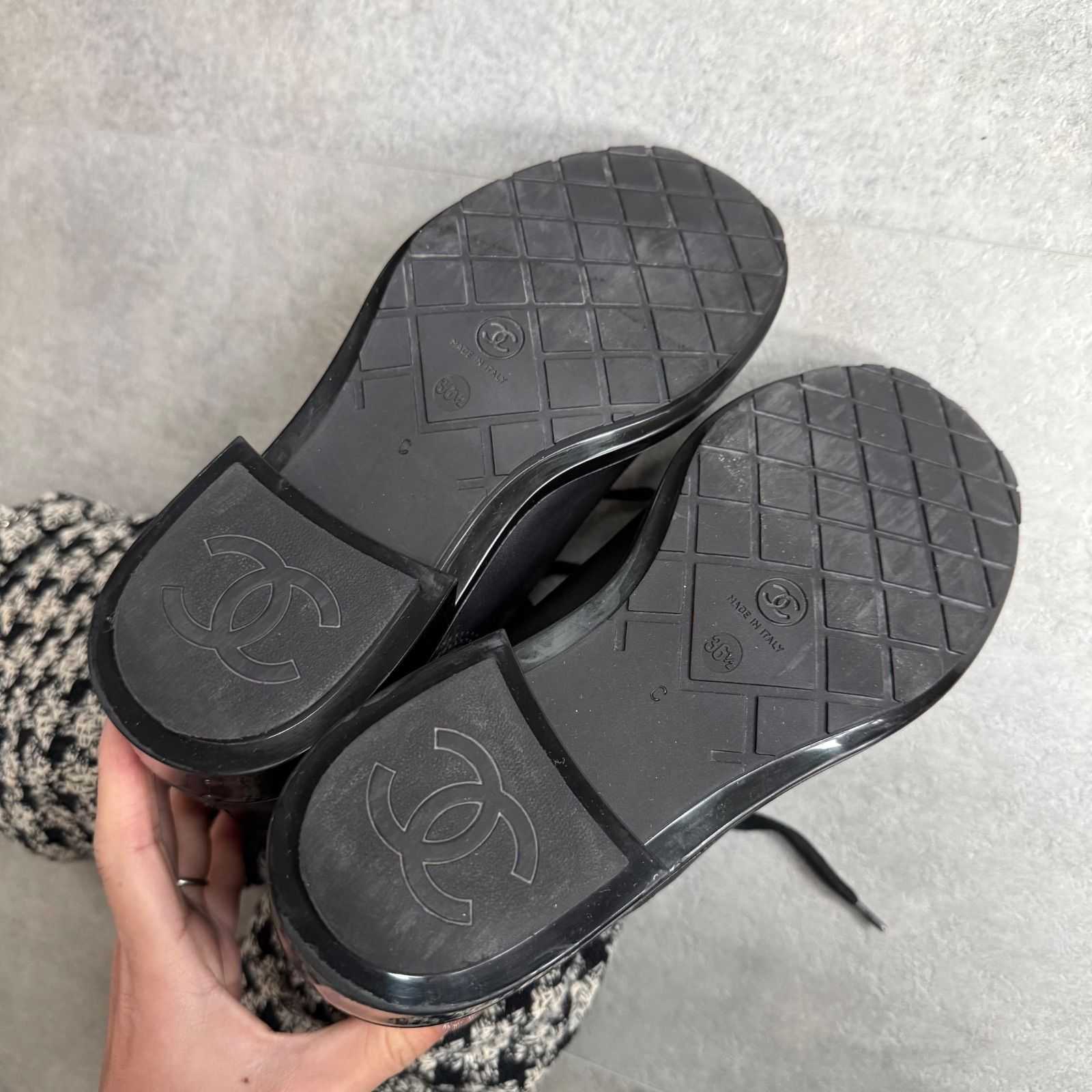 美品 希少 CHANEL シャネル ココマーク 千鳥 チェーン レザーブーツ