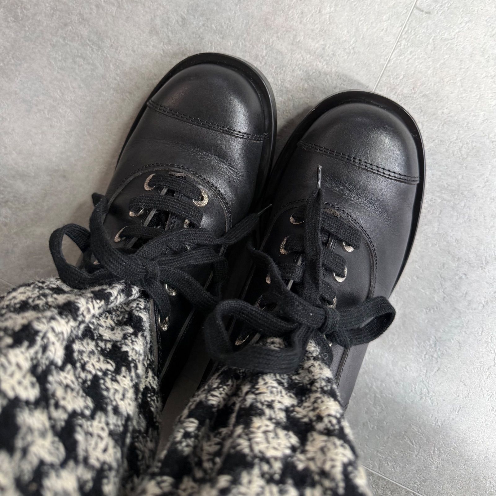 美品 希少 CHANEL シャネル ココマーク 千鳥 チェーン レザーブーツ