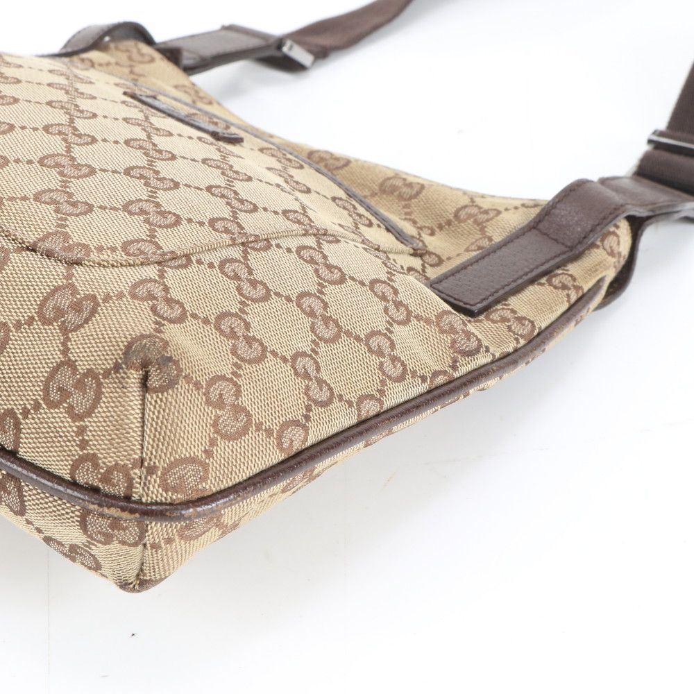 極美品 グッチ ショルダーバッグ GGキャンバス レザー ロゴプレート 茶 極美品 グッチ GGキャンバス 122793 レザー ショルダーバッグ 斜め掛け