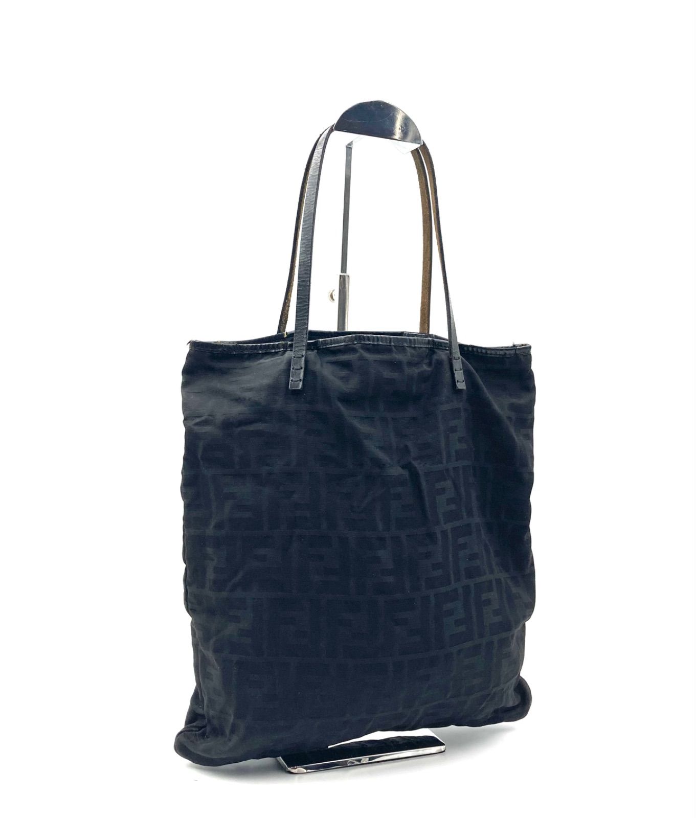 FENDI フェンディ ズッカ トートバッグ ポーチ付き キャンバス×レザー 
