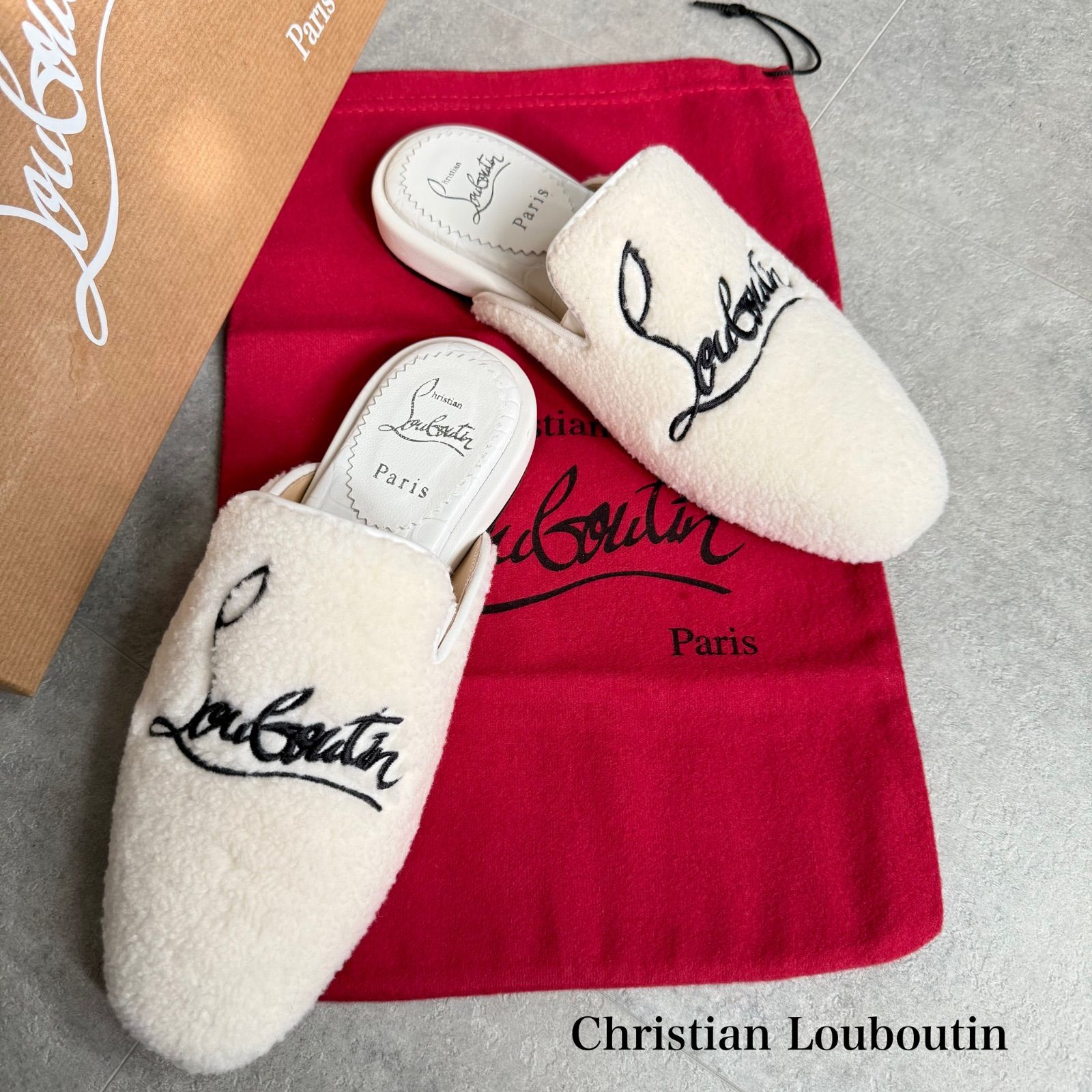 極美品 Christian Louboutin クリスチャンルブタン ファー ボア