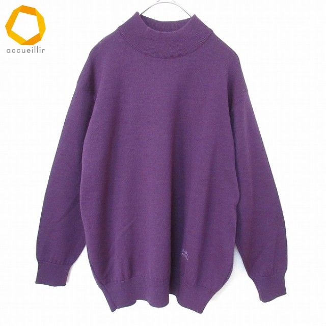 美品　Burberrys バーバリー　ロゴ ニット セーター レディース フリー バーバリーズBurberrys' フロントロゴ刺繍ケーブルニットセーター 緑40