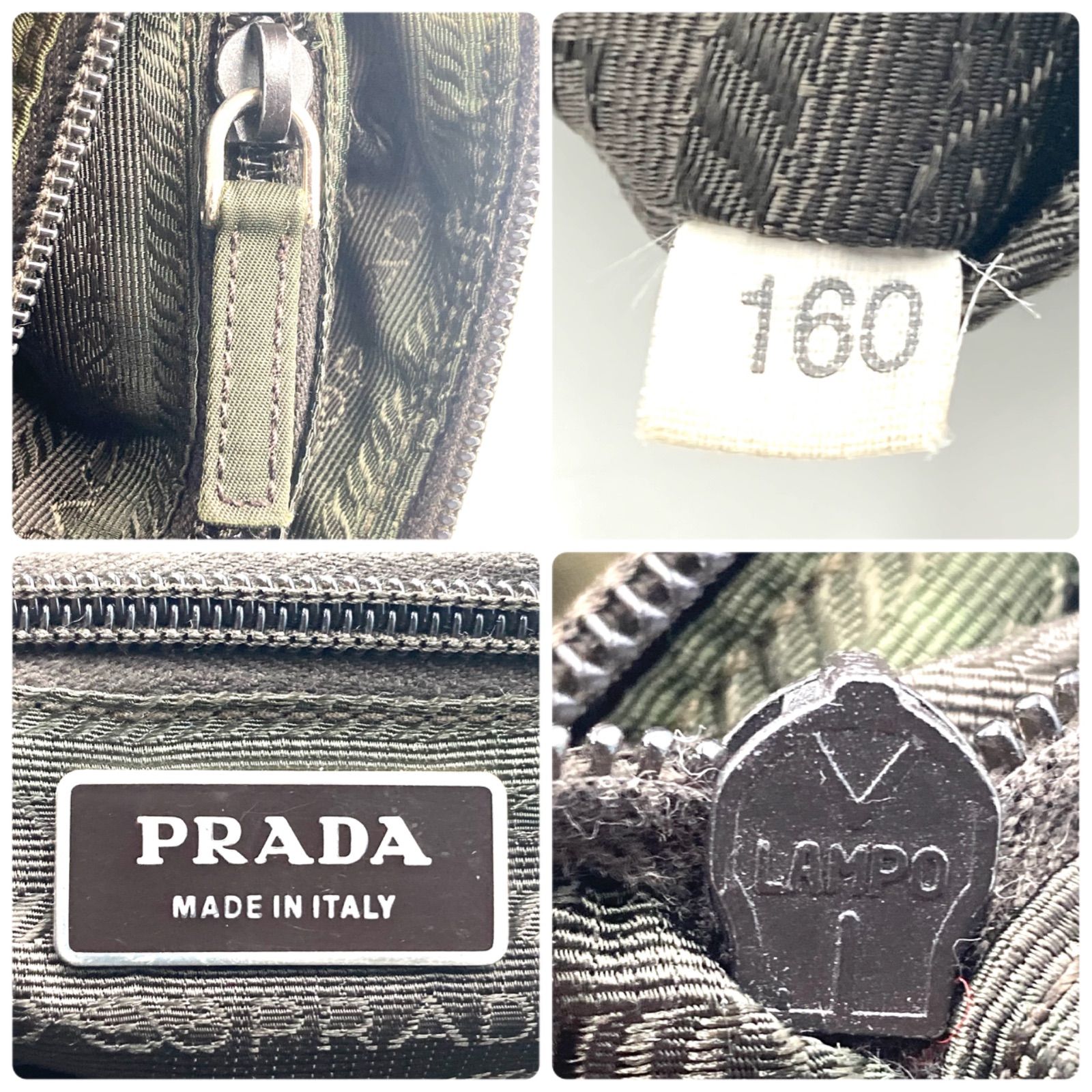 PRADA Pocono Nylon One Shoulder Bag Green Silver Unisex Crossbody 