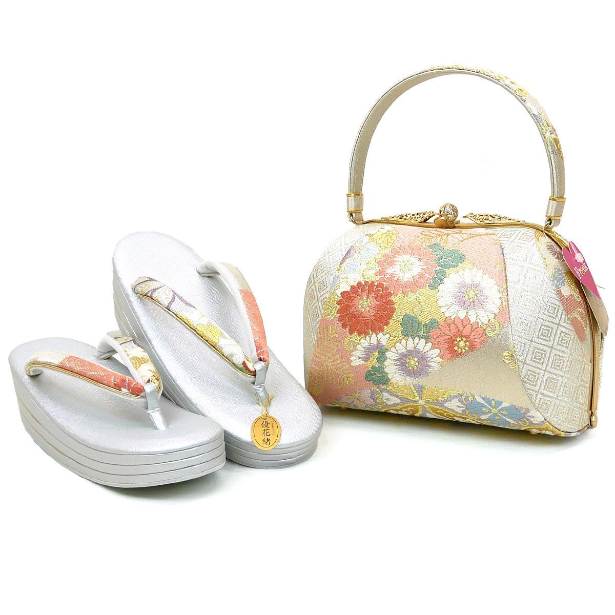 新品】Lサイズ 振袖用 草履バッグセット zb-112-3 世美庵 日本製 三枚