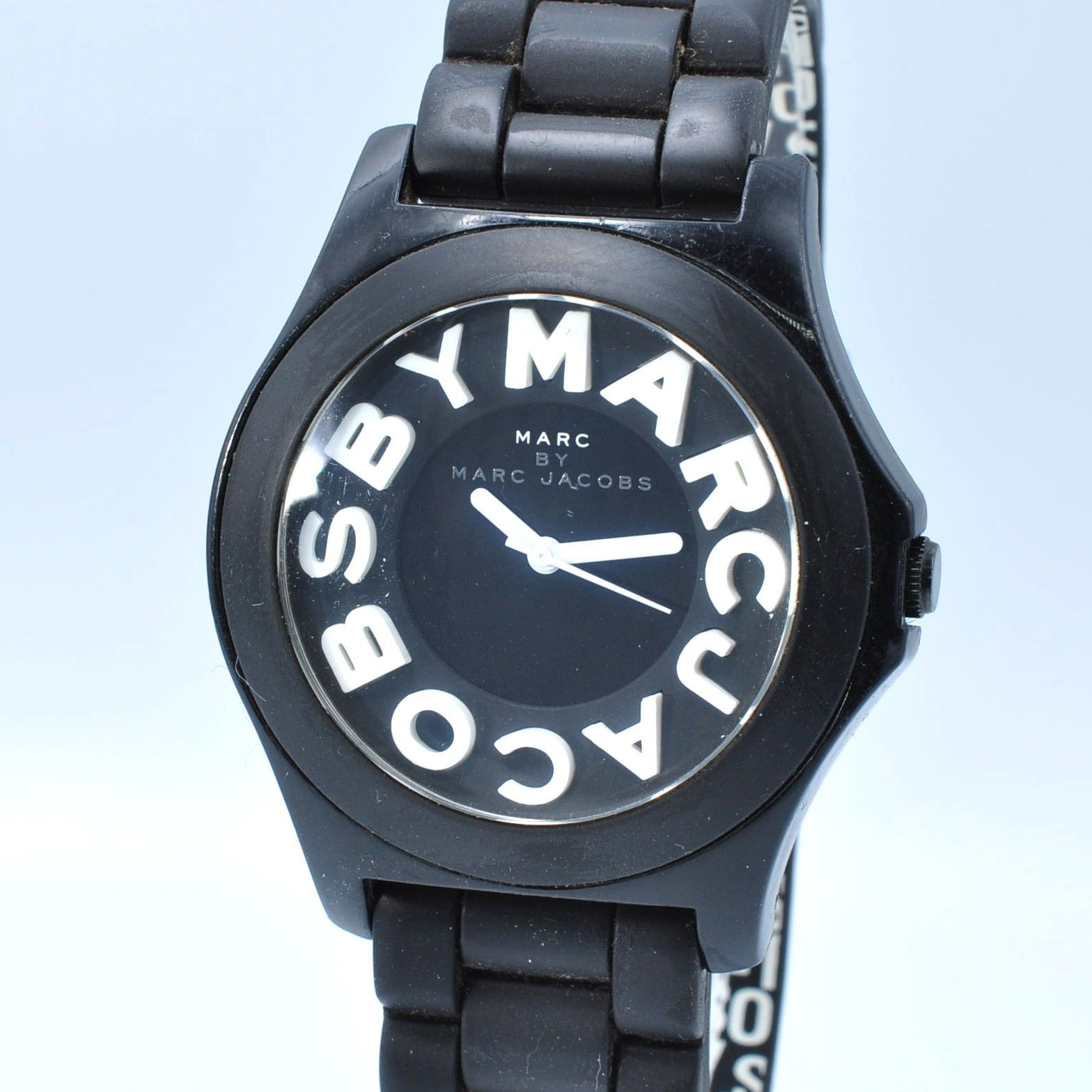 MARC BY MARC JACOBS マークバイマークジェイコブス Watch 腕時計 Quartz クォーツ ラバーベルトBlackブラック 稼働品 新品バッテリー クリーニング済み