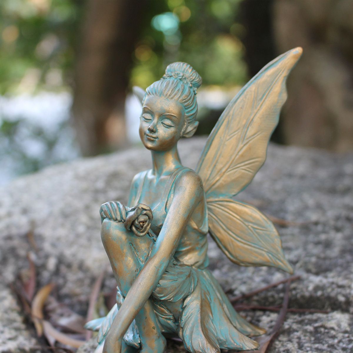 新品未使用 アンティークスタイル座った妖精の天使の羽、工芸品、森の