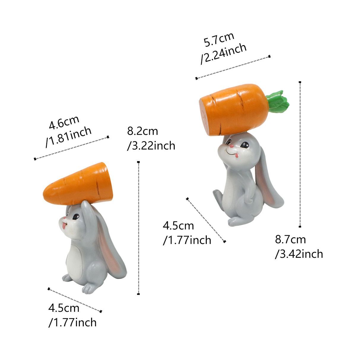 新品未使用 新品 人参を担ぐウサギ 2 点セット リアル動物ウサギ