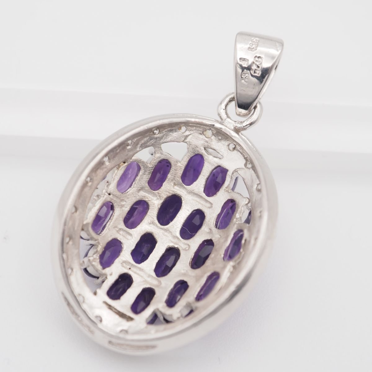 M545 アメジスト ダイヤモンド風 SV 925 F刻印 ペンダント トップ