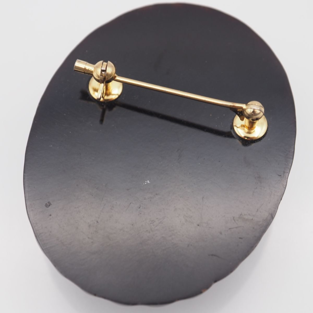 k18/SILVER デザイン べっ甲 ブローチ M723 鼈甲 べっ甲 ブローチ 蒔絵