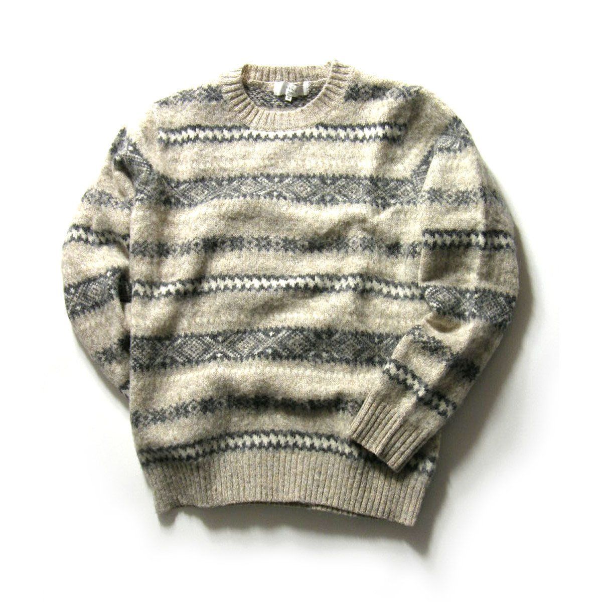 【新品】 B:MING by BEAMS ／ ビーミングバイビームス　フェアアイル柄 シャギー ウール ニット クルーネック セーター ビーミング by ビームス ｜ 秋冬