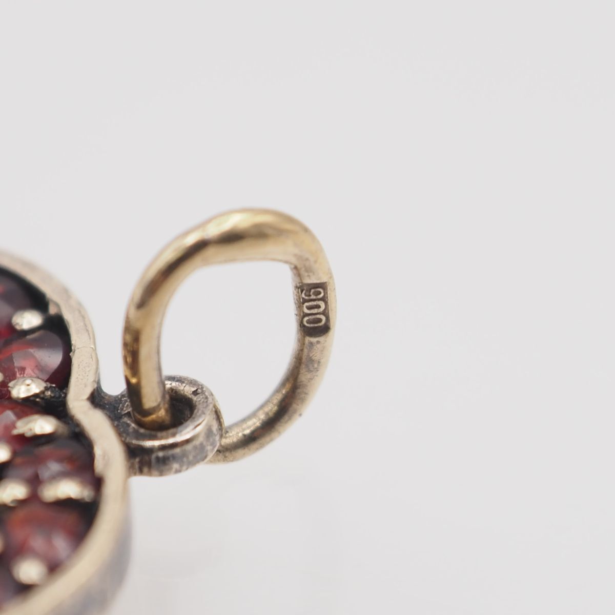 M600 ガーネット 900刻印 ペンダント トップ オープンハート ゴールド
