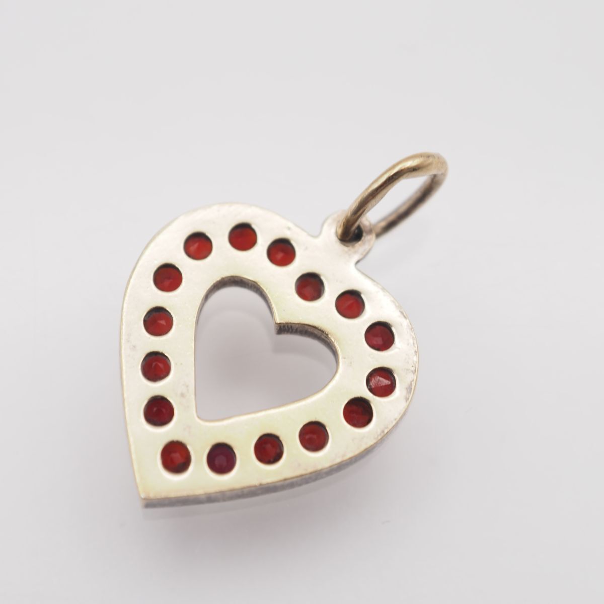 M600 ガーネット 900刻印 ペンダント トップ オープンハート ゴールド