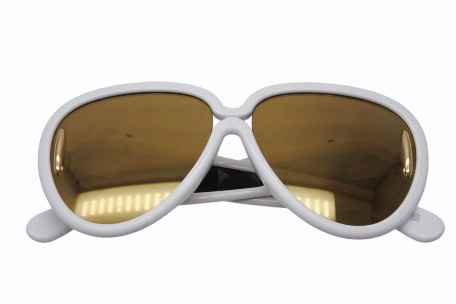 【未使用品】LOEWE ゴールド レザー ラウンドサングラス 新品同様 LOEWE ロエベ サングラス アイウェア LW40132I 25G サイズ65