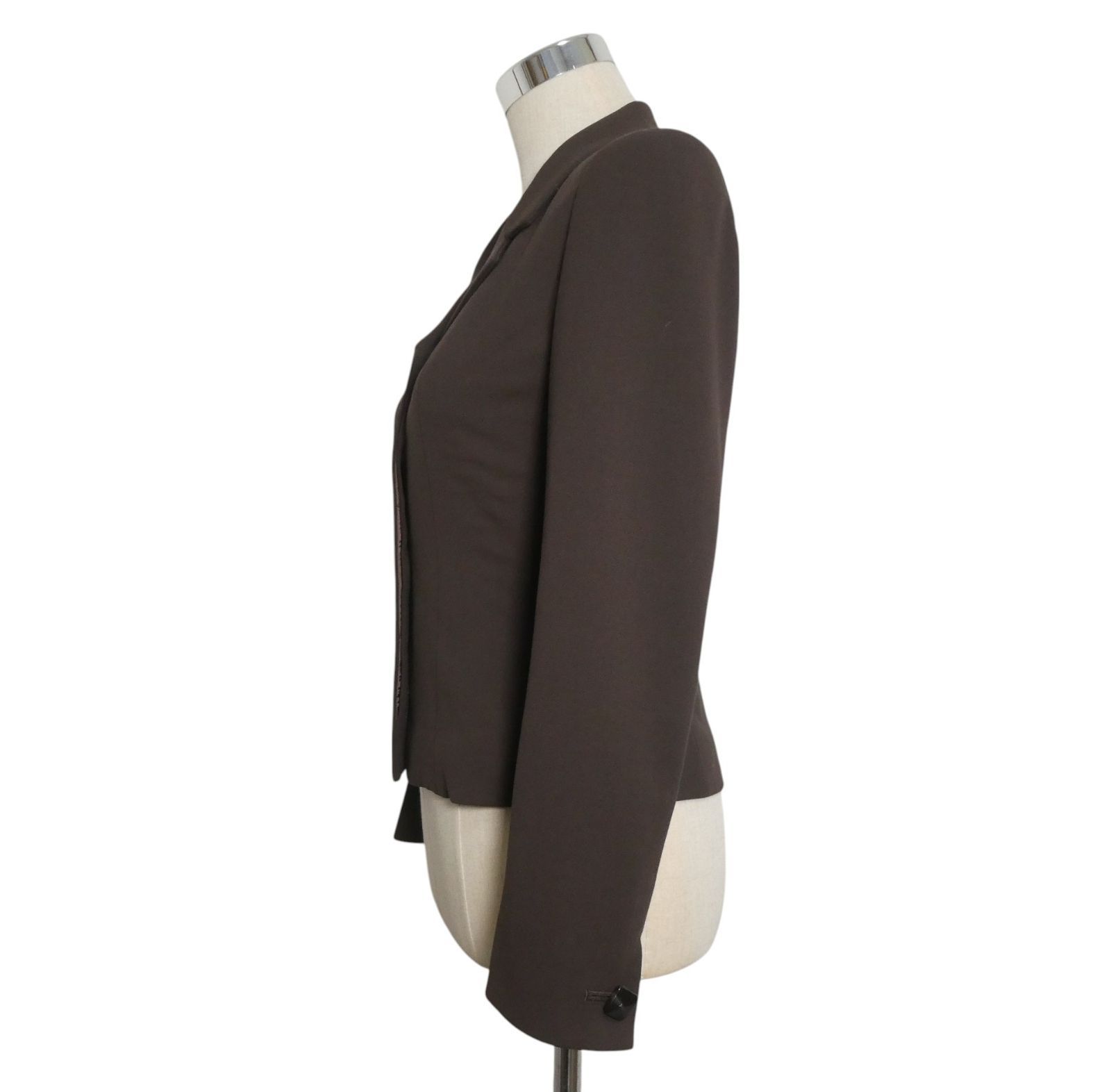 【美品】FOXEY カシミヤテーラードジャケット ワンボタン 38 無地 FOXEY BOUTIQUE フォクシーブティック 比翼ボタン シングル ジャケット