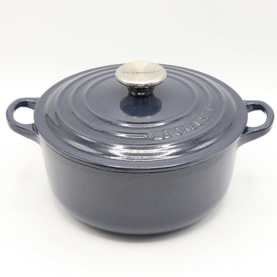 ル・クルーゼ ココット・ロンド 20cm ネイビー ホーロー 両手鍋 LE