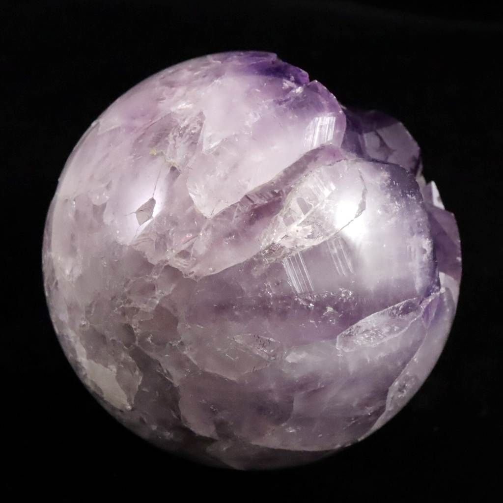 ブラジル産 アメジスト 79mmスフィア 丸玉 笑口 台付 270g 【榎本通商