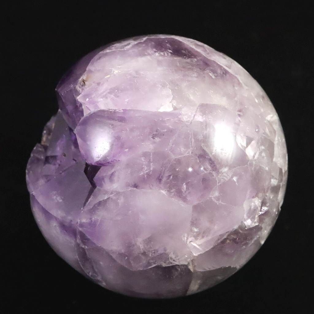 ブラジル産 アメジスト 79mmスフィア 丸玉 笑口 台付 270g 【榎本通商
