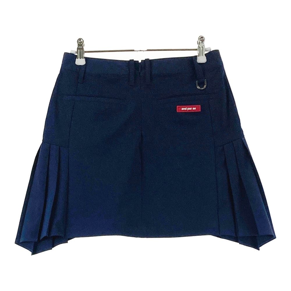 【新品】ネイビー プリーツ ゴルフスカート　アンパスィ サイズ：S AND PER SE アンパスィ プリーツ切替 ストレッチスカート