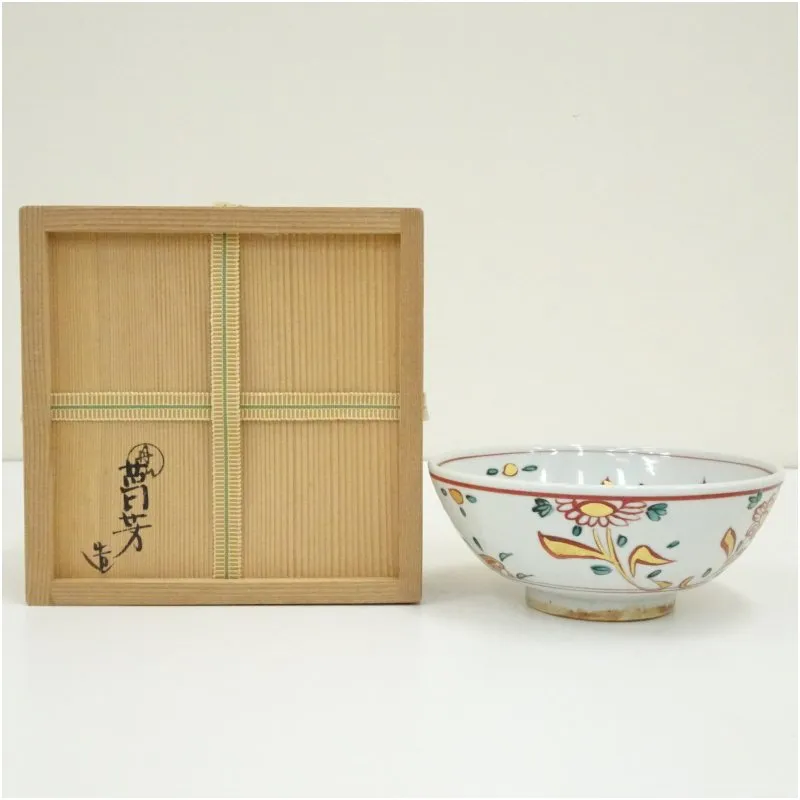 丹山窯　小峠葛芳作　赤絵金彩　組盃　酒杯　共布共箱　2点まとめて　C　8449 小峠葛芳 呉須赤絵菓子鉢 丹山窯