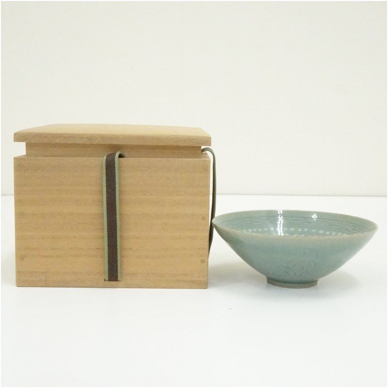 松岩窯造 高麗青磁茶碗（保護箱） 茶道 抹茶 おしゃれ 抹茶茶碗 抹茶碗