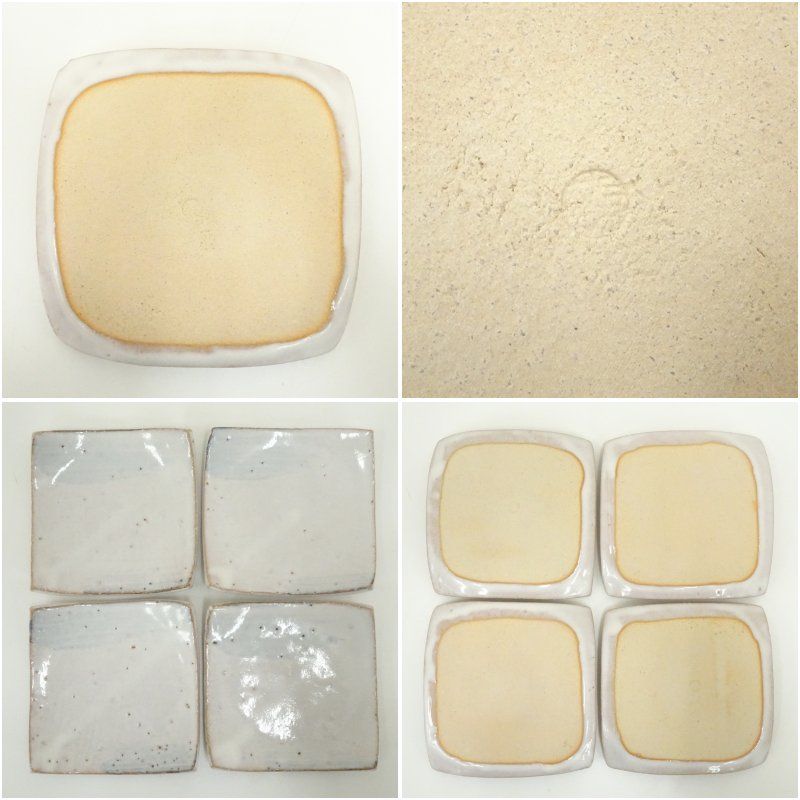 萩焼 金子信彦造 四方銘々皿5客（共箱） 茶器 菓子器 おしゃれ 和菓子