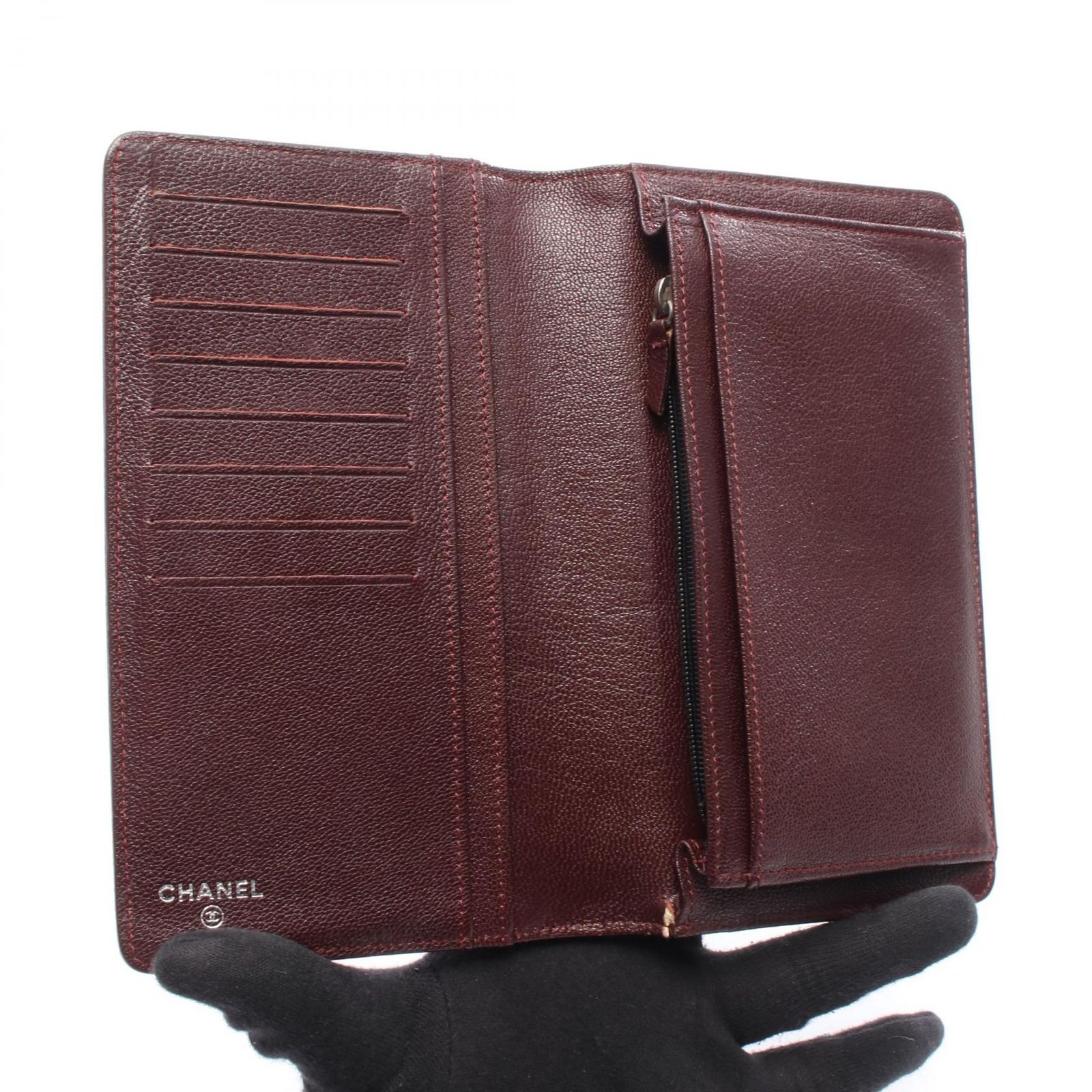 シャネル CHANEL 二つ折り長財布 ビコローレ ブラック レザー ココ