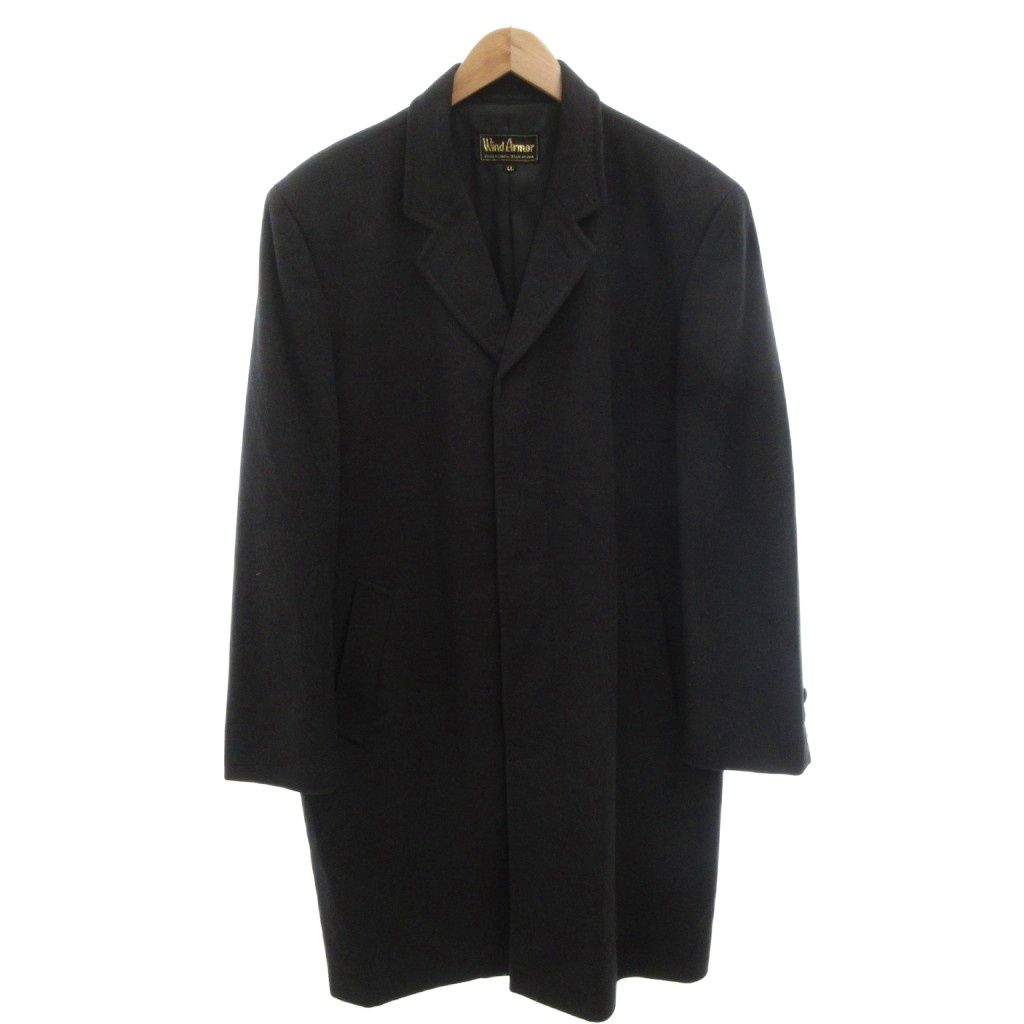 ウインドアーマーWind Armor天然カシミア100％使用ロングコート黒ＬＬ ウィンドアーマー WIND ARMOR チェスターコート カシミヤ ロング LL