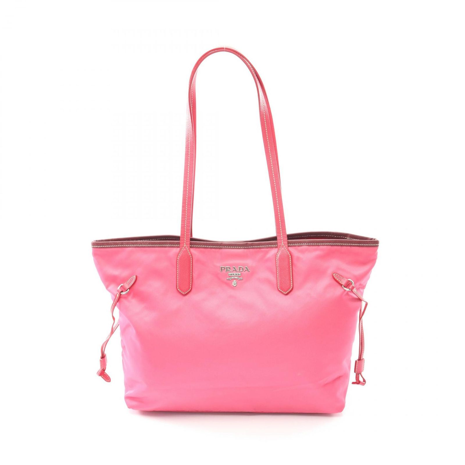 プラダ PRADA トートバッグ ピンク ナイロン サフィアーノレザー 