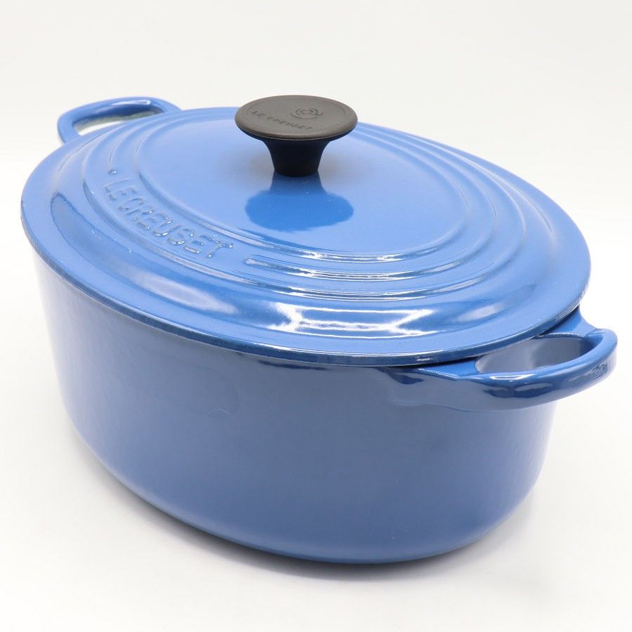 ル・クルーゼ ココット・オーバル 23cm ブルー ホーロー 両手鍋 LE