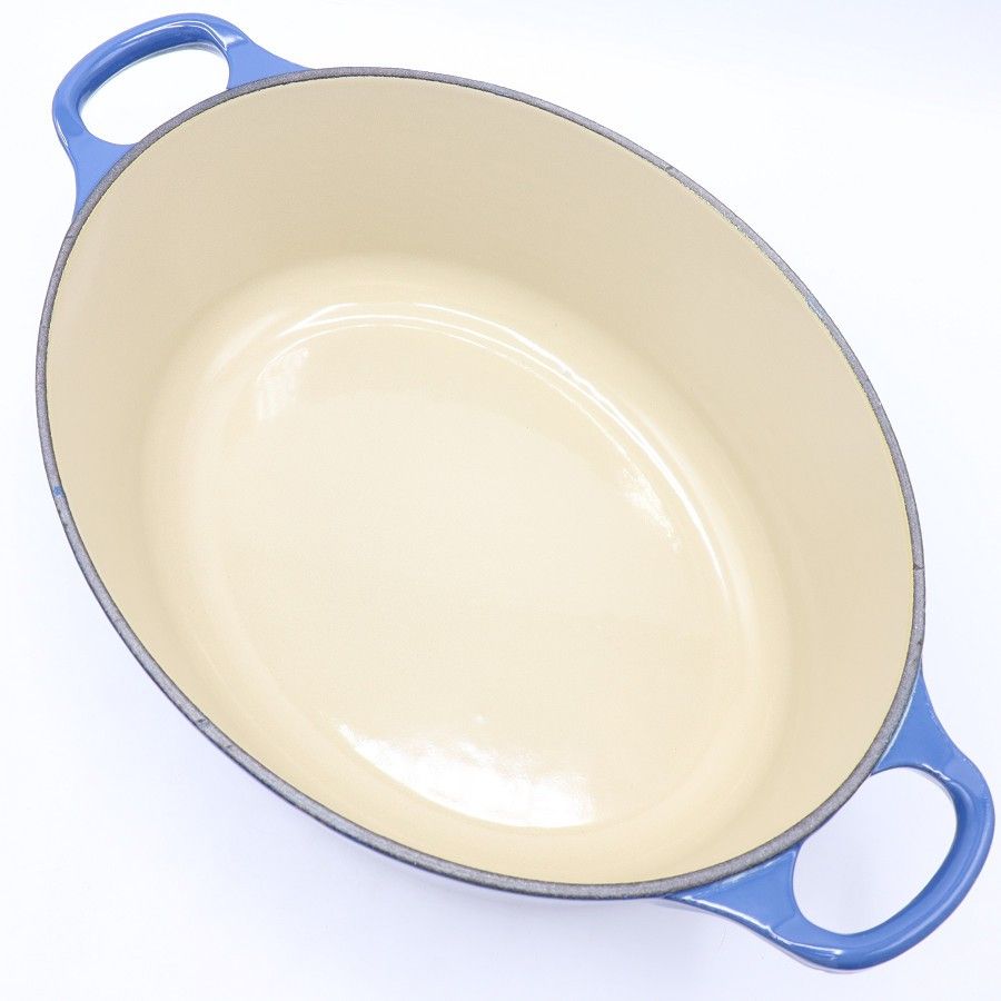 ル・クルーゼ ココット・オーバル 23cm ブルー ホーロー 両手鍋 LE