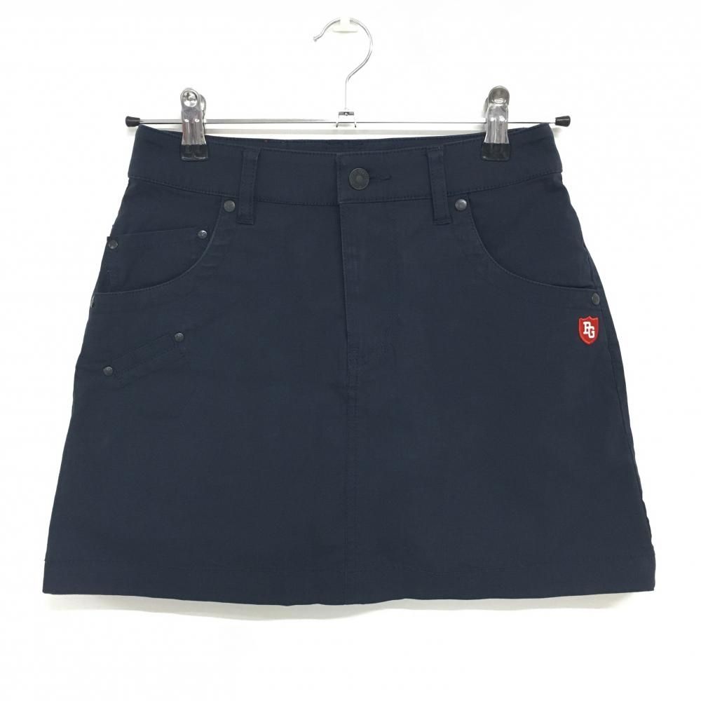 パーリーゲイツ スカート ネイビー×レッド×白 後ろロゴプリント 内側