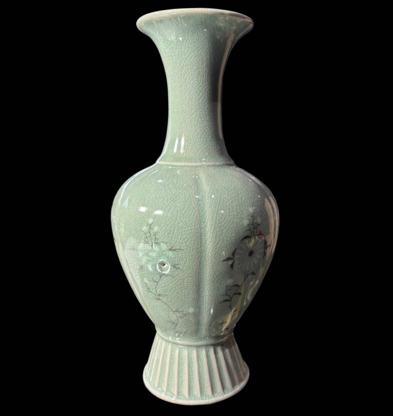 高麗青磁 象嵌 蛍堂 花瓶 フラワーベース 桐箱 花器 陶器 置物 韓国