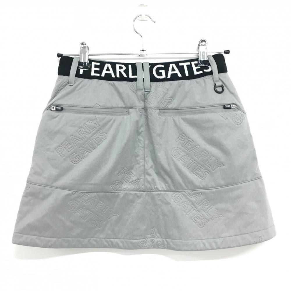 超美品】パーリーゲイツ スカート グレー ロゴキルティング風 総柄 裏