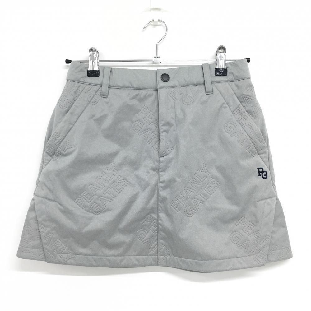 超美品】パーリーゲイツ スカート グレー ロゴキルティング風 総柄 裏