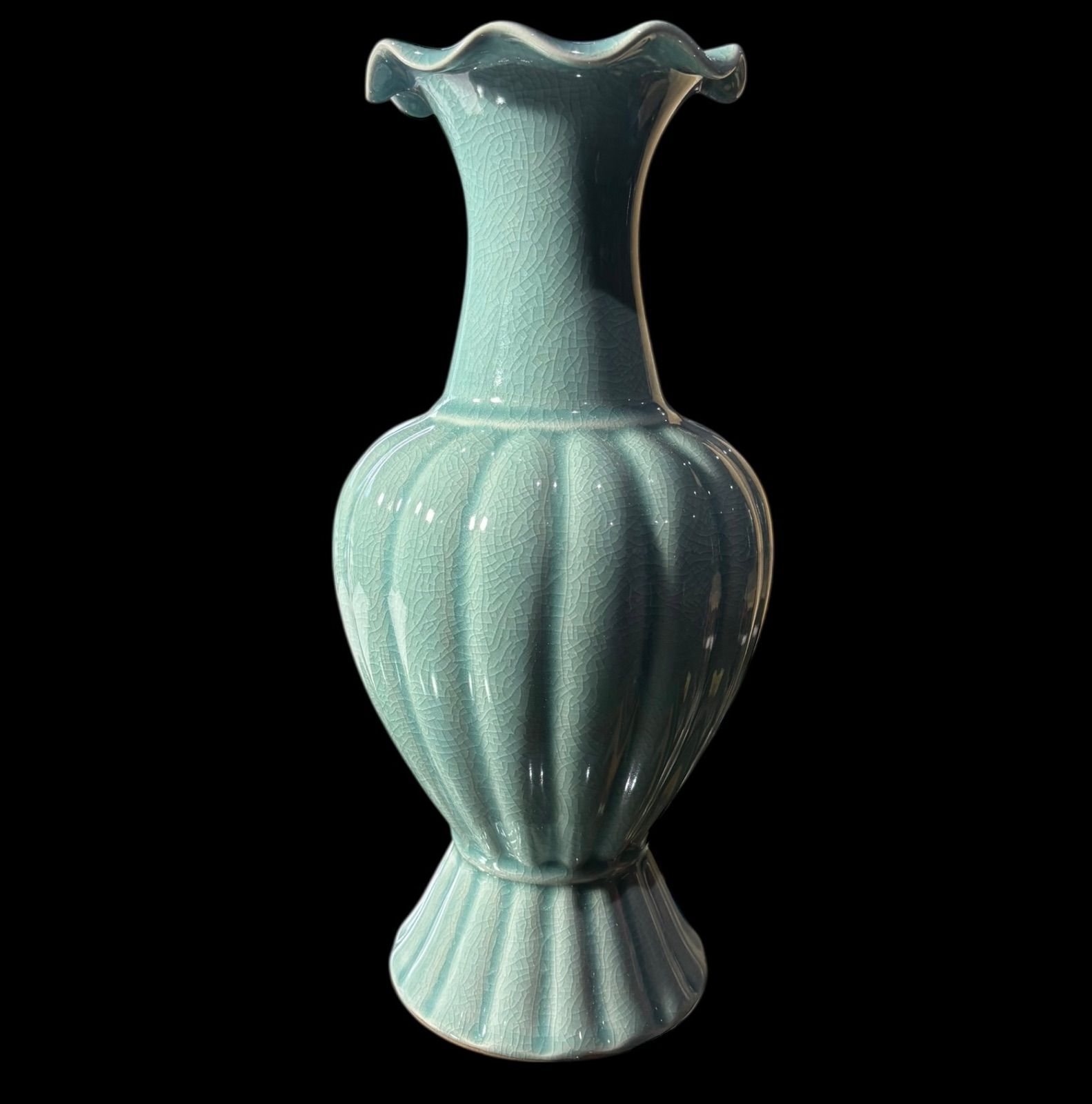 高麗青磁 花瓶 趙京 フラワーベース 桐箱 花器 陶器 置物 韓国