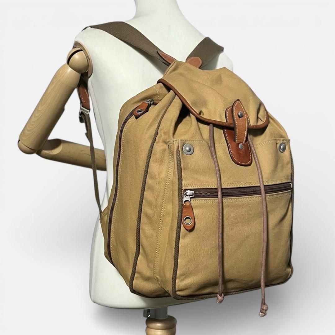 美品 SAZABY バックパック キャンバス レザー ビンテージ サファリ 