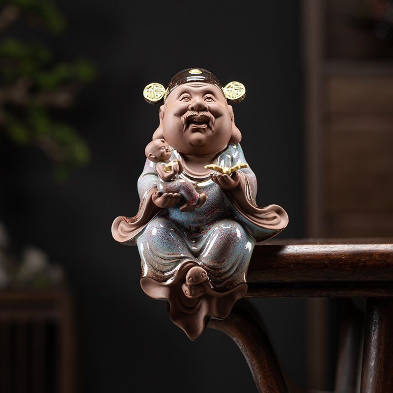 新品未使用】福禄寿三星陶器 中国風インテリア 幸運・長寿・福徳を祈願