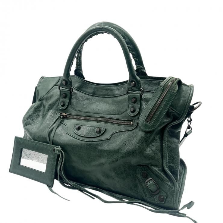✨良品✨バレンシアガ ザ・シティ ワンショルダー ハンドバック ダークグリーン BALENCIAGA バレンシアガ ザ ファーストシティ THE CITY 2WAY